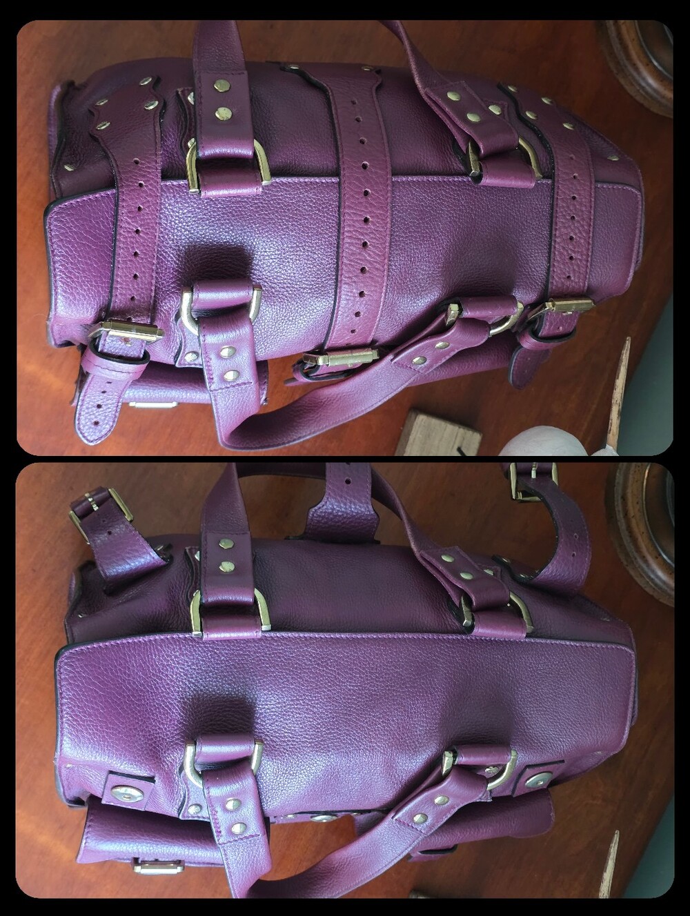 Mulberry Roxanne Purple Darwin Leather Satchel Shoulder Bag Gold Hardware Y2K - Picture 12 of 16